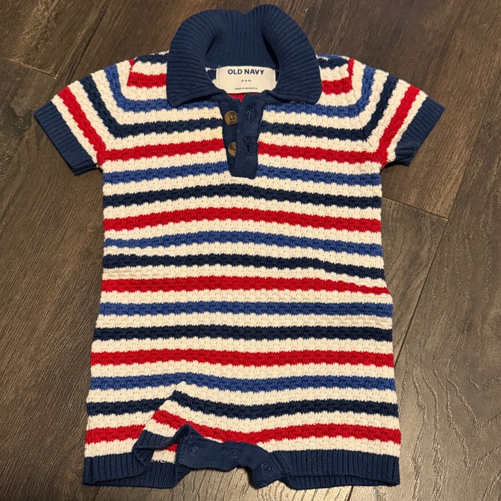 Old Navy Kids Polo - Navy, Red, White Stripes